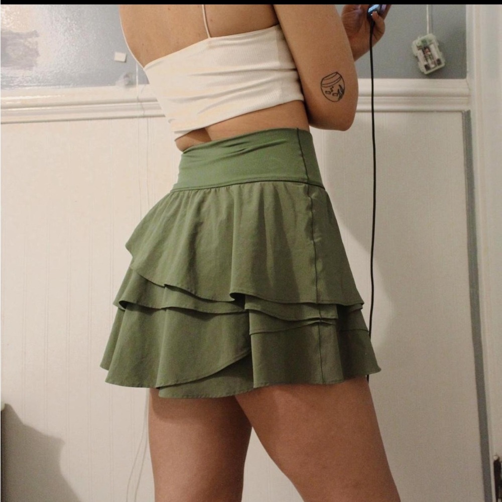 Green Athletic AE Tennis Ruffle Skirt